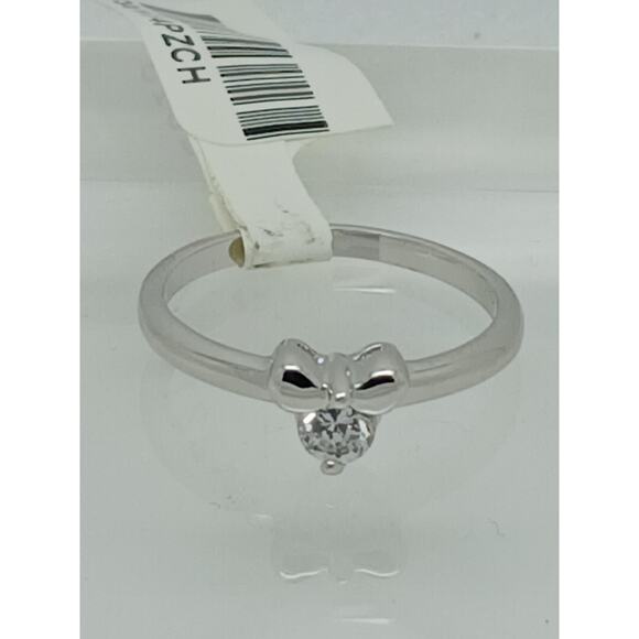 Vintage 0.25CT Charming Bow Solitaire White Gold Plated Stack Band Ring Size 8 - Picture 4 of 6